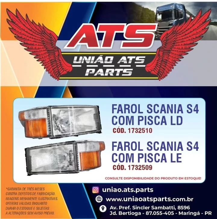 Farol Scania S4 com pisca